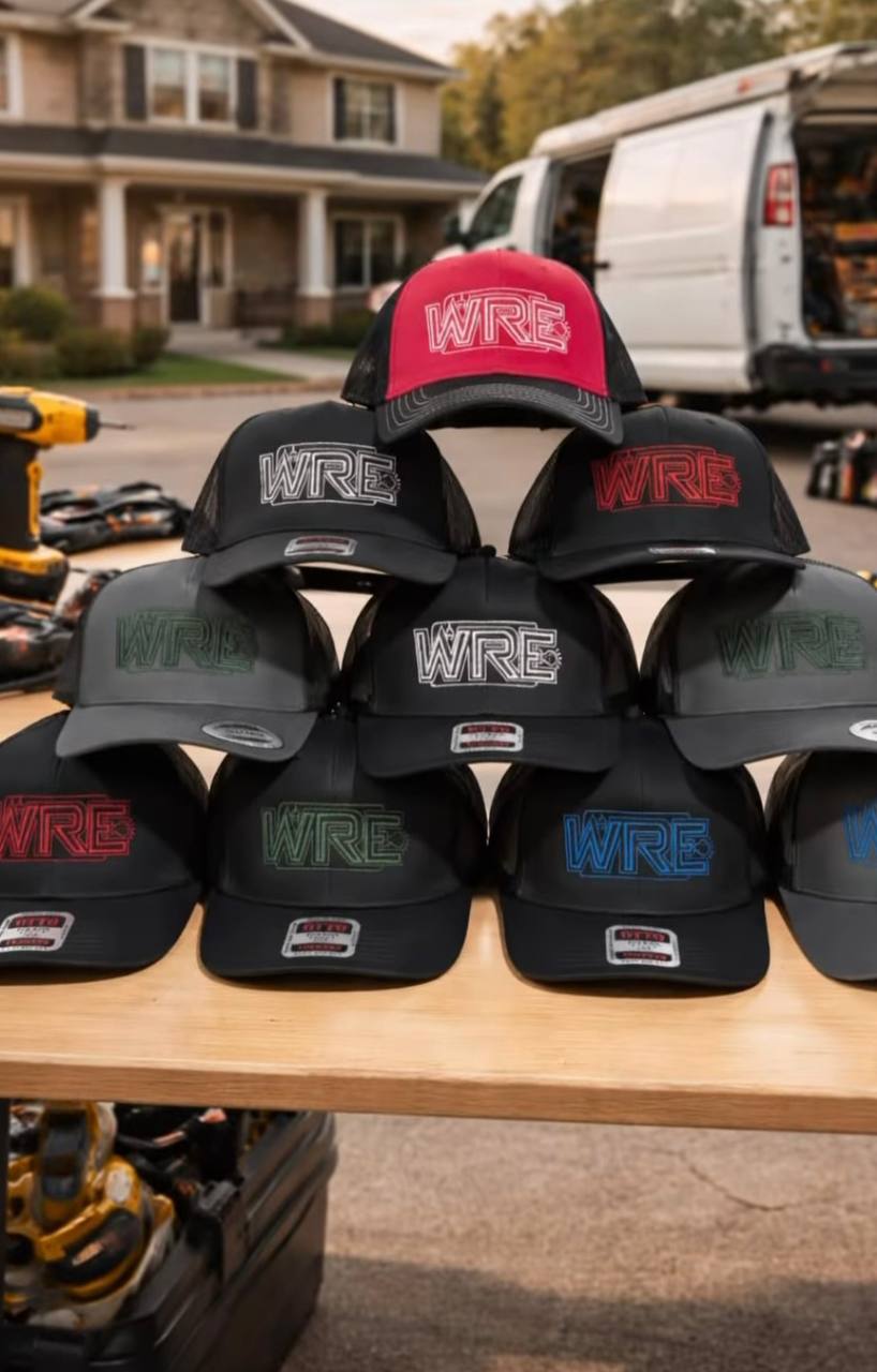 Multiple WRE custom hats in different colors bulk order by K Creating Crafts Bastrop TX
